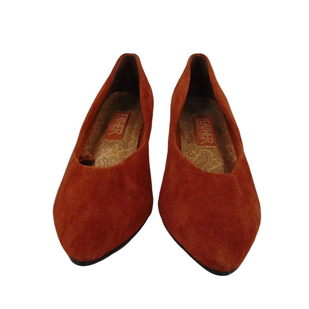 Vintage Women's 90s Leather Collection Brown Suede Pumps Size 10 Shoes Preppy - Picture 4 of 14